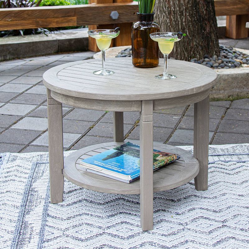 Cambridge Casual Richmond Teak Weathered Outdoor Side Table with Self Gray, 1 of 10