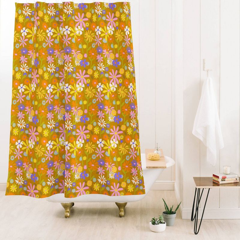 Alja Horvat Flower Power Vintage Heavy Shower Curtain - Deny Designs: Multicolored, Floral Pattern, 100% Woven Polyester, Machine Washable, 3 of 5