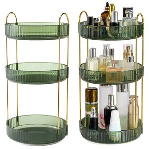 3 Tier Rotating Makeup Organizer 360° Spinning Perfume Cosmetic Storage Tray 55LBS Load Countertop Shelves for Lotion Lipstick - 1 of 4