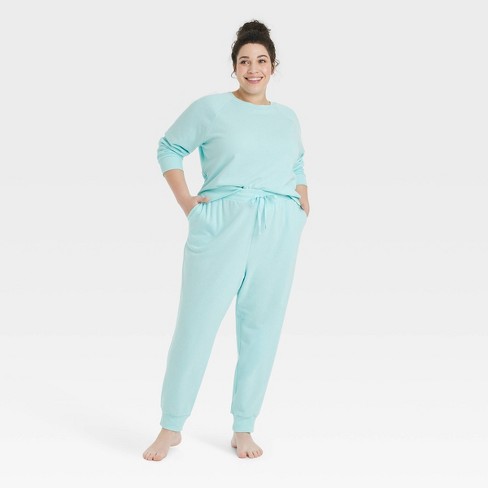 Women's Fleece Lounge Jogger Pajama Pants - Colsie™ Blue 1x : Target