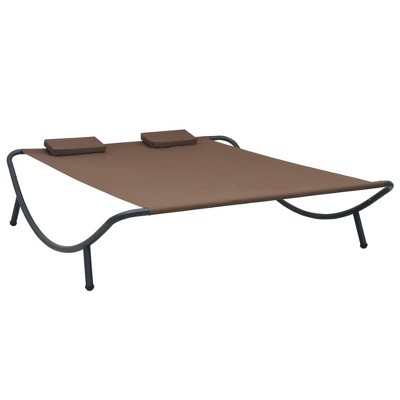 vidaXL Sun Lounger Brown Oxford Fabric, Steel Double Sun Lounger