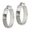 Black Bow Jewelry 5mm Textured Round Hoop Earrings in Stainless Steel, 25mm (1 Inch) - 2 of 4