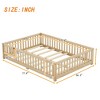 Gulches Full Size Bed Floor Bed with Safety Guardrails and Door for Kids, Natural - 4 of 4