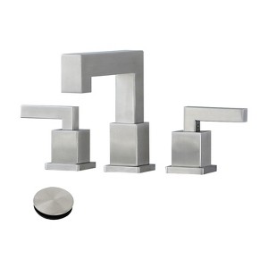 Cobbe Brushed Nickel 3-Hole Low-Arch 8 Inch Widespread Bathroom Faucet, Vanity Sink Faucet with Metal Pop Up Drain Assembly and Water Supply Lines - 1 of 4