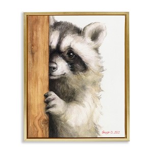 Stupell Industries Peering Raccoon Watercolor, 25" x 31" - 1 of 4