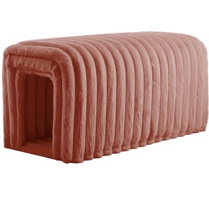 Vynxaria Ottoman Storage Bench - Brown Corduroy Cat Hideaway for Living Room, Entryway, and Bedroom - 1 of 4