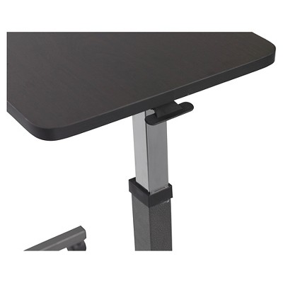 Adjustable Height Silver Vein Overbed Table with Walnut Top