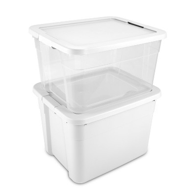 66qt Clear Latching Storage Box Off-White - Brightroom&#8482;