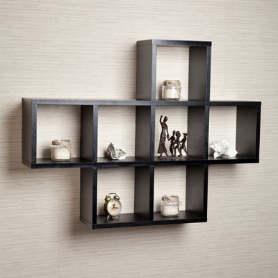 Kids Black MDF Cubby Shelving Unit with 7 Cubbies