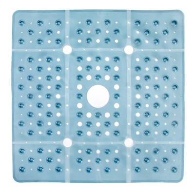 XL Non-Slip Square Shower Mat with Center Drain Hole Solid Gray