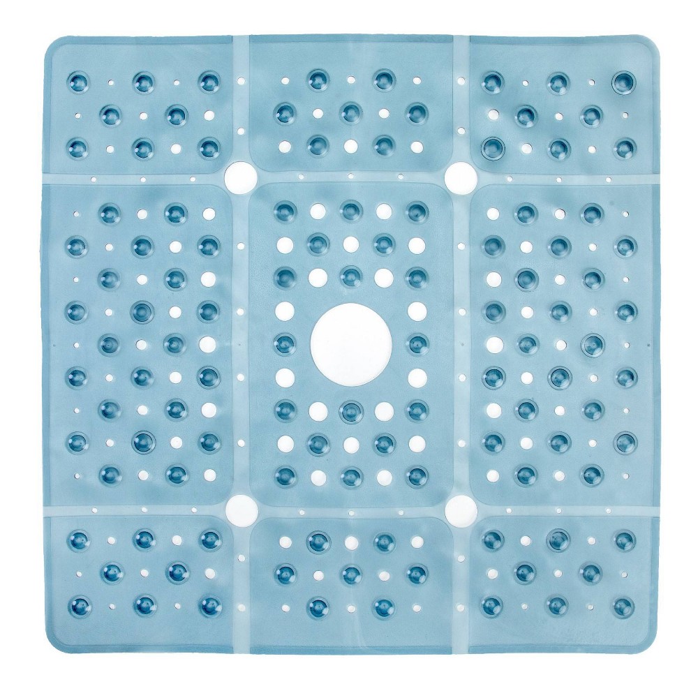 Photos - Bath Mat XL Non-Slip Square Shower Mat with Center Drain Hole Dusty Blue - Slipx So