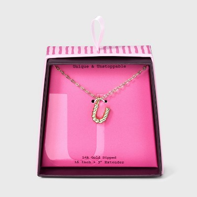 14K Gold Dipped Twisted Bubble Initial Necklace - A New Day™ Gold