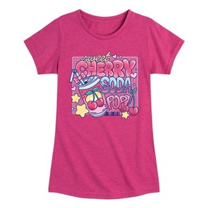 Girls' - Instant Message - Sweet Cherry Soda Pop Fitted Short Sleeve Graphic T-Shirt - 1 of 4