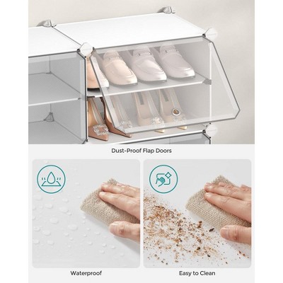 White 10-Cube Stackable Shoe Organizer with Doors and Steel Frame