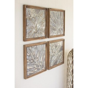 Tropical Wall Tiles 18.75"H Pressed Metal White-Washed Frame, Set of Four by Kalalou - 1 of 3