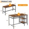 COZONY Dining Table Set for 4, Kitchen Table with 2 Benches, Wine Rack & Storage Shelf, Space-Saving Dining Room Set - 3 of 4