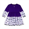 The Pink Picket Fence Lulu Hippo Twirl Dress with Scrunchie for Girls – 100% Cotton Long Sleeve Play Dress – Hand-Painted Hippo Print - 4 of 4