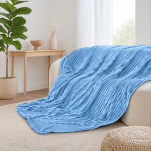 Cozy Soft Striped Fleece Blankets Decorative Plush Luxury Ribbed Warm Blanket for Couch, Sofa, Chair & Bed  - Lux Decor Collection - 1 of 4