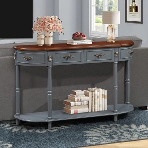 Bella Depot Curved 52" Half Moon Sofa Console Table with 2 Drawers and Open Shelf - 1 of 4