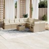 vidaXL 11 Piece Patio Sofa Set with Cushions Beige and Cream Poly Rattan - Without Table - 2 of 4