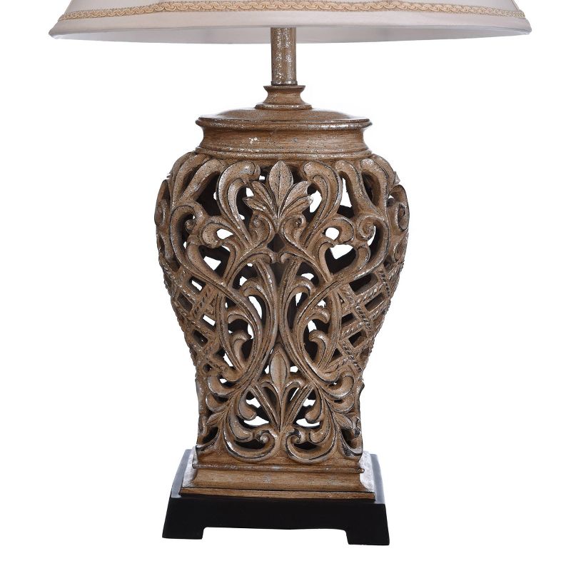 Traditional Table Lamp with Open Lace Textile Shade Silver - StyleCraft, 4 of 8