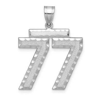 Black Bow Jewelry 14k White Gold, Varsity Collection, Large D/C Pendant, Number 77