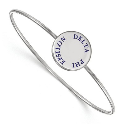 Black Bow Jewelry Sterling Silver Delta Phi Epsilon Greek Life Bangle Bracelet 8 Inch