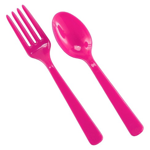 Orange Premium Plastic Cutlery Service for 8