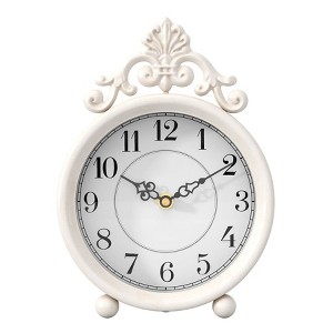 Aoibox Vintage White Table Clock, Desk and Shelf Mantel Clock, French Rustic Antique Style Decor for Farmhouse, Bedroom, Living Room - 1 of 4