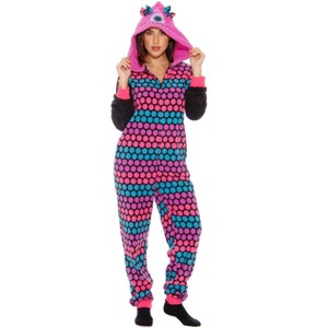 Just Love Womens One Piece Winter & Christmas Character Adult Bodysuit Hooded Pajamas - 1 of 4