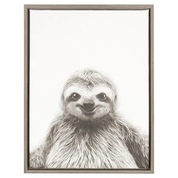 24" x 18" Sloth Framed Canvas Art - Uniek