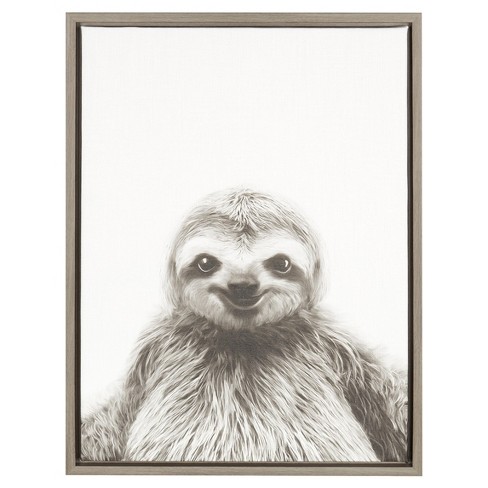 24" x 18" Sloth Framed Canvas Art - Uniek - image 1 of 3