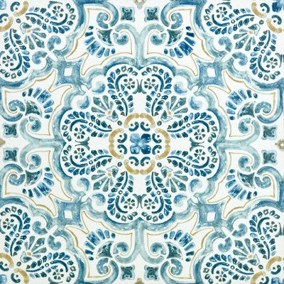 FloorPops Set of 20 Fontaine Peel & Stick Floor Tiles Blue/White