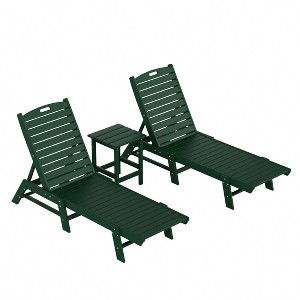 WestinTrends 3 Pieces Poly Outdoor Patio Chaise Lounge Chair with Side Table Set - 1 of 4