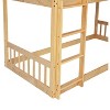 PAGED Twin Over Twin Floor Loft and Bunk Bed, Playhouse Floor Bunk Bed with Climbing Ramp, Ladder, Safety Guardrails, White - 4 of 4