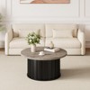 Mid-Century Modern Round Coffee Table with Metal Base, 31.9 Inch Fluted Center Table for Living Room, Small Spaces & Apartments - 2 of 4