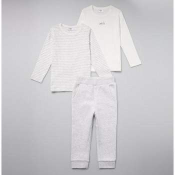 Stellou & Friends Cotton Gray & White 3 Piece Clothing Set for Newborns, Babies and Toddlers