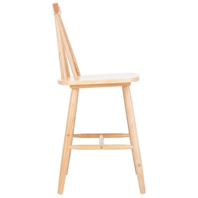Natural Rubberwood Spindle Back Counter Stools, Set of 2