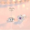 Paaaawaters 925 Sterling Silver 5A Cubic Zirconia Blossom Plum Stud Earrings - 3 of 4
