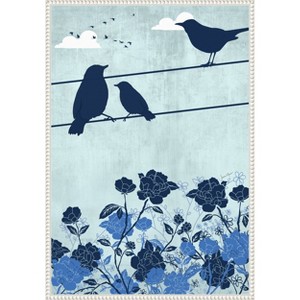Amanti Art 3 Birds Blue by Jemma Morris Framed Canvas Wall Art - 1 of 4