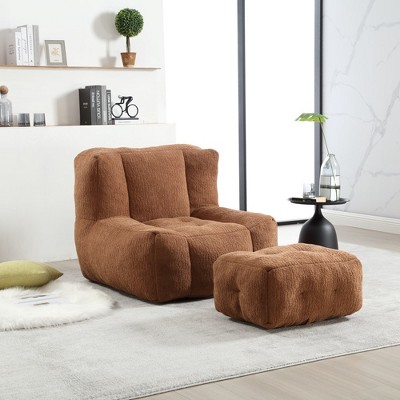 LOVMOR 19.3"Fluffy bean bag chair, comfortable bean bag for adults and children, super soft lazy sofa chair ,Black
