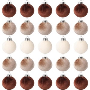 25 Pack Christmas Tree Decorations,2.36 Inch (6 cm) Velvet Ball Ornaments Shatterproof Plastic Decorations for Xmas Tree Home Holiday Party Christmas - 1 of 4