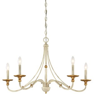 Minka Lavery White Gold Pendant Chandelier 28" Wide Farmhouse French 5-Light Fixture for Dining Room House Foyer Kitchen Entryway - 1 of 3
