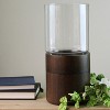 Northlight 12" Clear Glass Hurricane Pillar Candle Holder with Wooden Base - 3 of 4