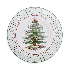 Spode Christmas Tree Polka Dot Cake Plate - 11" Cookie, Cupcake, Dessert Serving Platter - Porcelain - Dishwasher, Microwave, Freezer Safe - 1 of 4