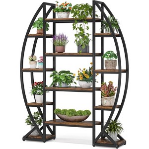 Tribesigns 5 Tier Plant Stand, Half-Moon Shaped Large Plant Shelf, Curved Oval Flower Pot Rack for Living Room, Balcony, Patio, Garden - 1 of 4