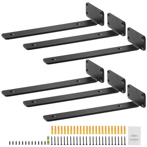 VEVOR Shelf Bracket,10”L x 4”W x 1.6”H, 6Pcs Heavy Duty Floating Shelf Brackets,Brackets for Shelves,5mm Thick Matte Black L Shelf Bracket,Black - 1 of 4