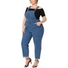 Agnes Orinda Women's Plus Size Adjustable Strap Cross Back Denim Jumpsuits - 2 of 4