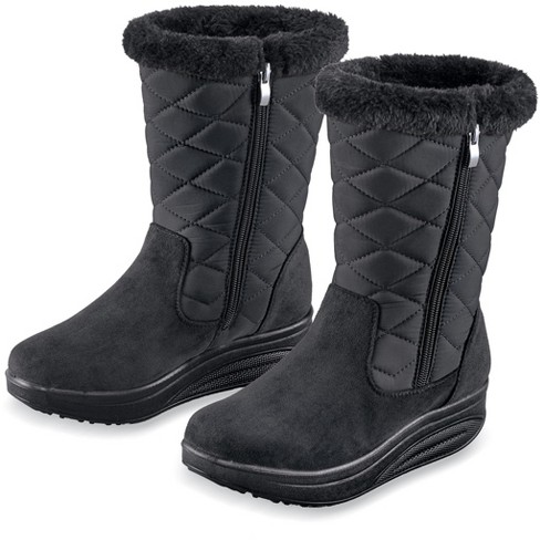 Collections Etc Quilted Warm Cozy Plush Fur Lining Calf high Boots Target