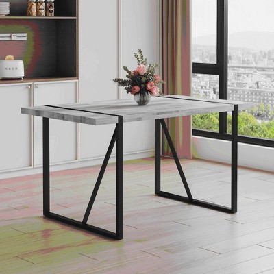 Sapphtopaz 55.1" Modern Rectangular Wood Dining Table 1.5" Thick Engineered Wood Tabletop Kitchen Table with Metal Legs